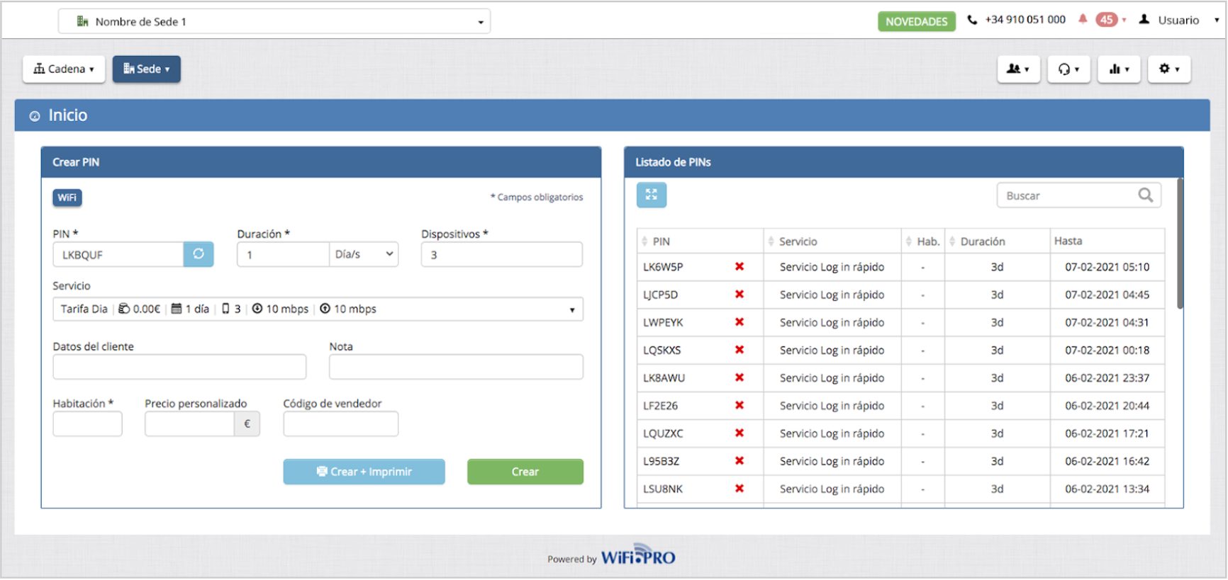 Panel WiFi.PRO