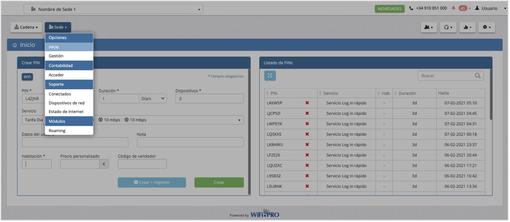 Panel WiFi.PRO